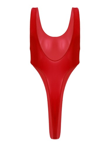 Mujer Brillante Aceite Corte Alto Tanga Body Monokini Traje de Baño Sin Mangas Leotardo - Imagen 132 de 215