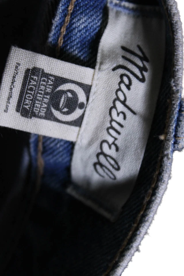 Pantalones de mezclilla Madewell para mujer de algodón con botones tiro bajo pierna recta azul talla 24 EUR Foto 4 de 4