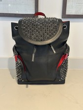 Christian Louboutin Men’s Explorafunk Studded/Spiked Black Leather Backpack