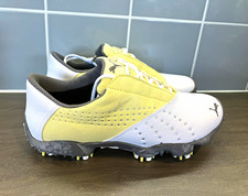 PUMA Women’s Golf Trainers Leather Lace Up Low Top UK 5.5 White Yellow Grey