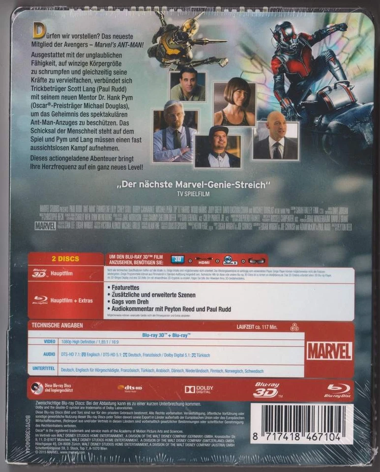 "ANT-MAN" - Paul Rudd - MARVEL Fantasy - 3D + 2D BLU RAY STEELBOOK - neu/OVP - Bild 2 von 4