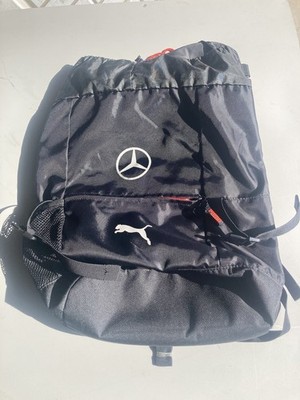 PUMA Mercedes Benz Laptop Backpack, Black Red with Drawstring Dura Base, Used
