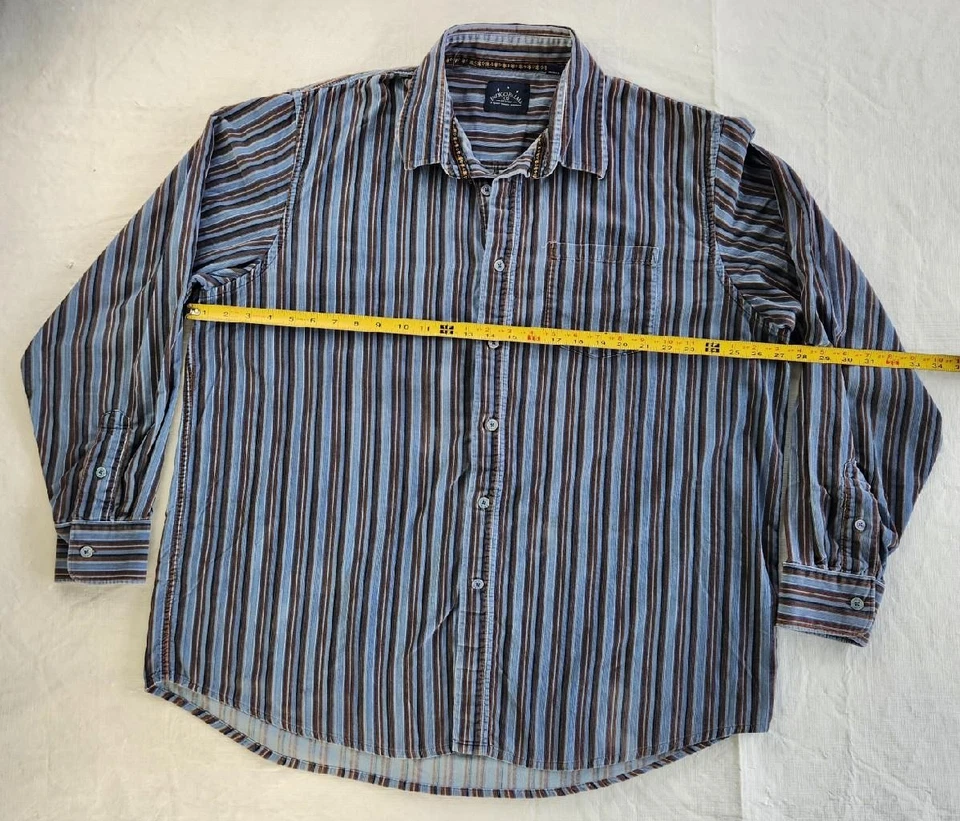 Camisa Tommy Bahama Indigo Palms Denim Pana Rayas Abotonada Manga Larga XXL Foto 4 de 4