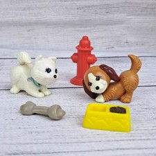 Vintage 1992 Littlest Pet Shop LPS Playful Puppies Dog Brown White Toy Kenner