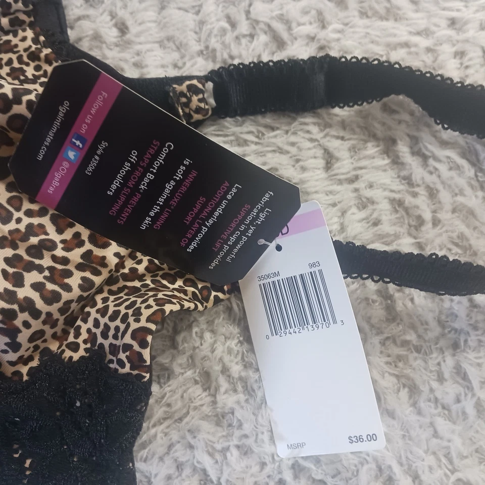 Sujetador Olga Luxury Lift Lace 35063M 38D Leopardo Estampado Animal Nuevo con Etiquetas Soporte con Aros Foto 2 de 4