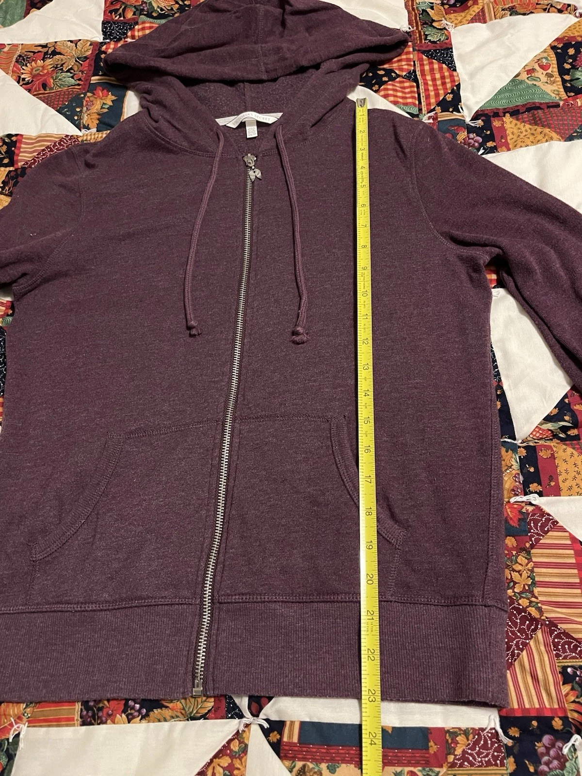 UNDERCOVER Felpa con cappuccio Victoria's Secret vintage Y2K Bling oro paillettes ali d'angelo viola XS