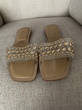 ZARA FLAT SANDALS WITH BEADED DETAIL ALL OVER SIZE 39 UK 6.5
