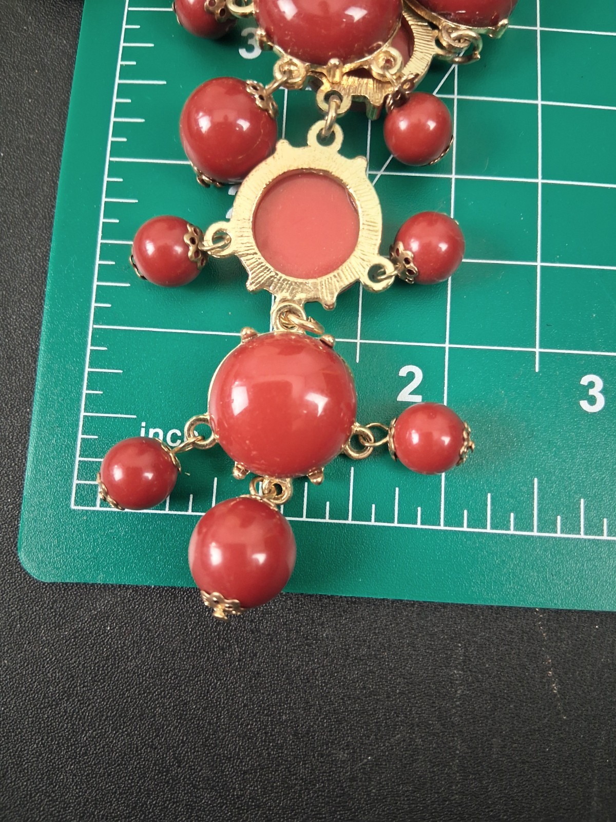 Vintage Red Chunky Bubble Statement Necklace Bib … - image 7