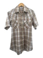 Vintage Levis 80s Western Pearl Snap Plaid Shirt USA Made Large