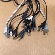 Lot of 10 Two-Prong AC Power Cord Cables, Various Lengths