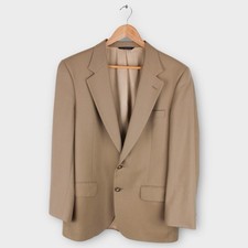 Vintage Burberrys Tan Wool Blazer Men s Sport Coat Gold Crest Buttons Size 42