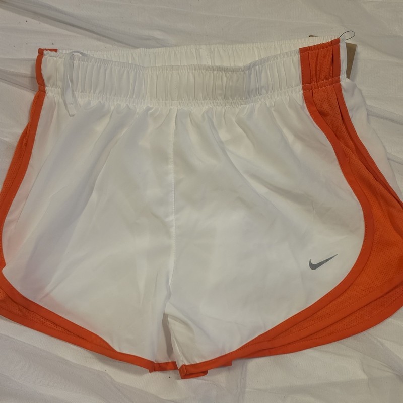 Nike Tempo Dri-FIT Women’s Running Shorts Mesh Drawstring White/Orange HM6096