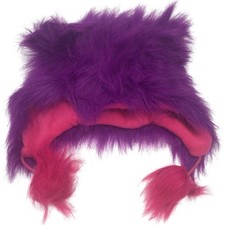 Girls Fuzzy Plush Purple  Pink Trapper Hat Small/Medium