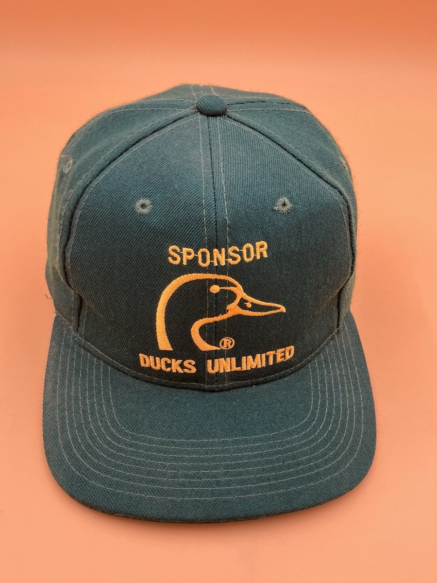 Vintage Ducks Unlimited Sponsor Green Yellow Snapback Adjustable Hat Cap