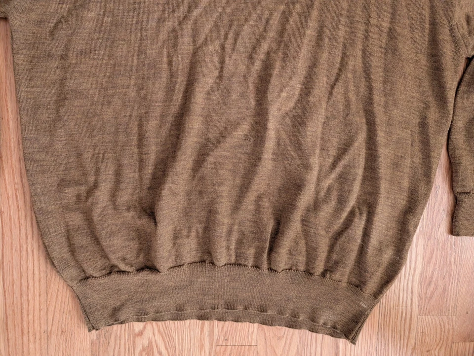 RAFFI LINEA UOMO Italy Men 1/4 button Sweater 100% Merino Wool Large Collar Polo - Image 2 of 4