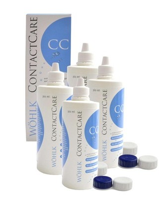 Wöhlk CONTACT CARE Kombilösung weiche Kontaktlinsen 4x 360 ml + 4 Linsenbehälter