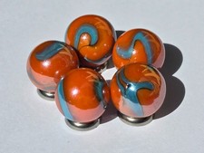 New For 2025 Luster Valkyrie 16mm 5/8 in pk 5 Vacor Marble Orange w Blue Swirl