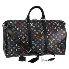 LOUIS VUITTON Multicolor Keepall Bandouliere 50 Bag Black M13745 Auth yk18768SM