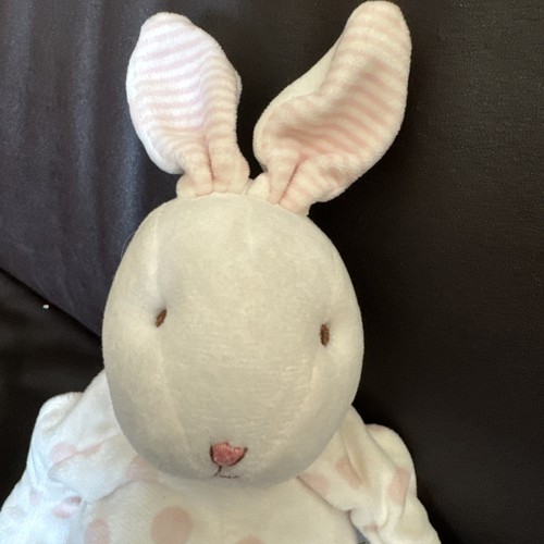 Bunnies By the Bay Bunny Rabbit Plush Carrots White Pink Polka Dots Plush 15” - Picture 4 of 9