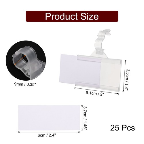 25uds Alambre Estante Etiqueta Soporte con Etiqueta Papeles 2 x 1,4" Plástico - Imagen 2 de 6