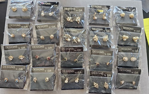 Vintage Earring Lot New Old Stock 20 Pairs Stud Earrings Estate Jewelry