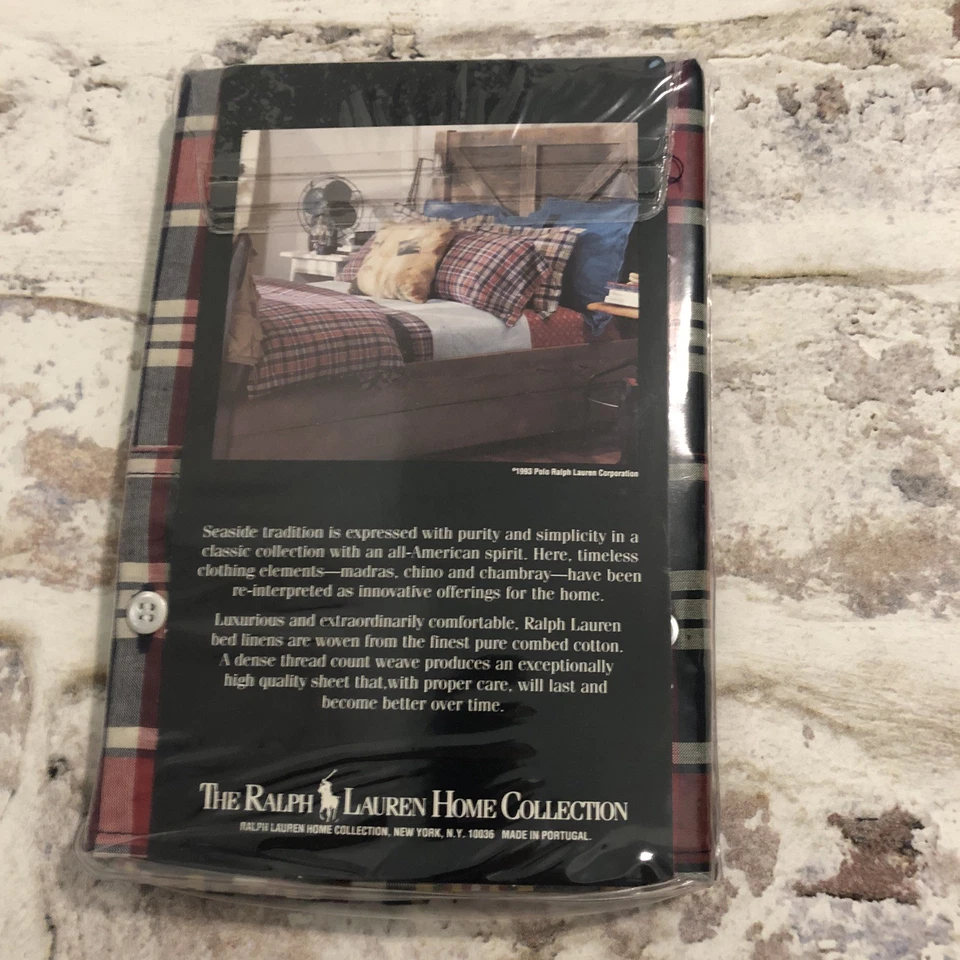 Ralph Lauren MADRAS Plaid 2 Pillowcases w/ Buttons Kennebunkport NOS 90’s New - Image 4 of 4