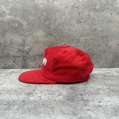 Marlboro Corduroy Cap Red 80S Made In Usa Hat Vintage Logo ONE