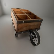Vintage Style Wood Wheelbarrow Display Caddy Farmhouse Centerpiece