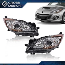 Fit For 2010-2013 Mazda 3 Headlights Front Lamps Assembly Pair Clear/Amber
