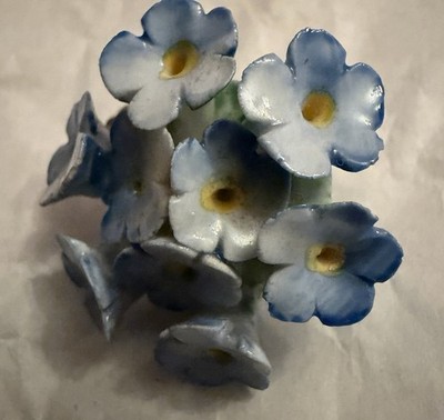 Vintage 1960 s Artone Bone China Hand Painted Forget-Me-Not Brooch Signed