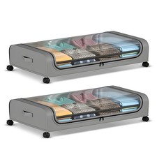 2-Pack Under Bed Storage with Wheels Underbed Storage Containers Rolling Bins