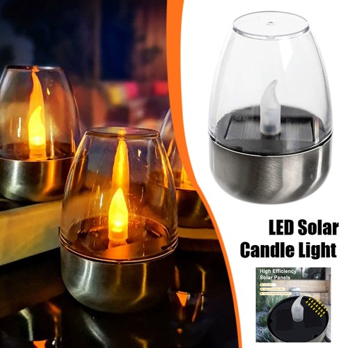 Solar Light Outdoor Garden LED Stainless Steel Candle Light Lawn Deck Night - Bild 2 von 25