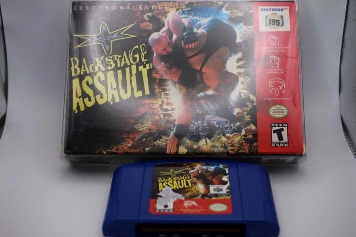 WCW Backstage Assault NINTENDO 64 N64 BOX Set IB PROTECTOR TESTED