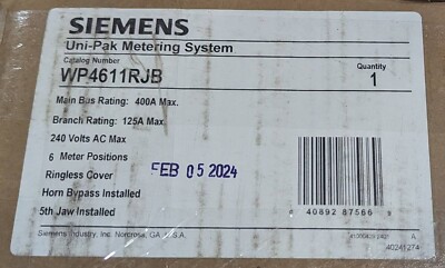 Siemens WP4611RJB 6-Gang 400A 125 Amp RINGLESS BYPASS UNI-PAK