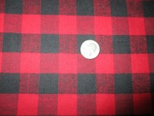 1/2 yd vintage Red Black Check Cotton  Flannel Fabric