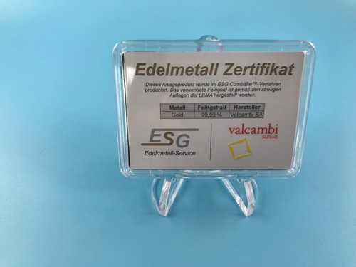 1 Gramm Goldbarren, 999,9er, Motivbox, „AU“ International, Valcambi , gebraucht - Bild 4 von 8