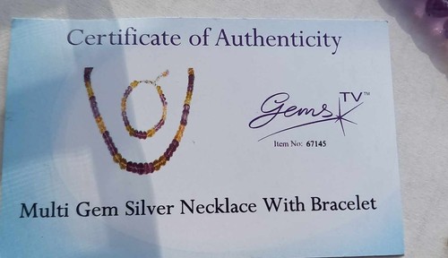 Natural Lemon Citrine & Amythyst 925 silver gemstone necklace and Bracelet Set - Picture 3 of 12
