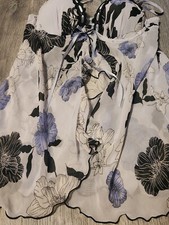 Apt. 9 Sheer Babydoll Lingerie White - Black Blue Flowers - Women s Size S