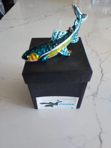 Objet D'Art #22 "Chinook” Salmon Fish Handmade Jeweled Trinket Box RARE Ltd. Ed.
