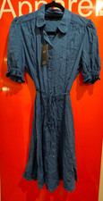 🔥M&S Button Up, Collared Midi Dress, Blue, NEW, Size 6, sf, 15461
