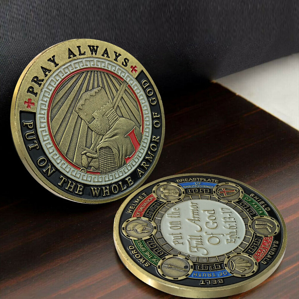 Put On the Full Armor of God Challenge Coin Knights Crusader Eph. 6:13 Prayer-image