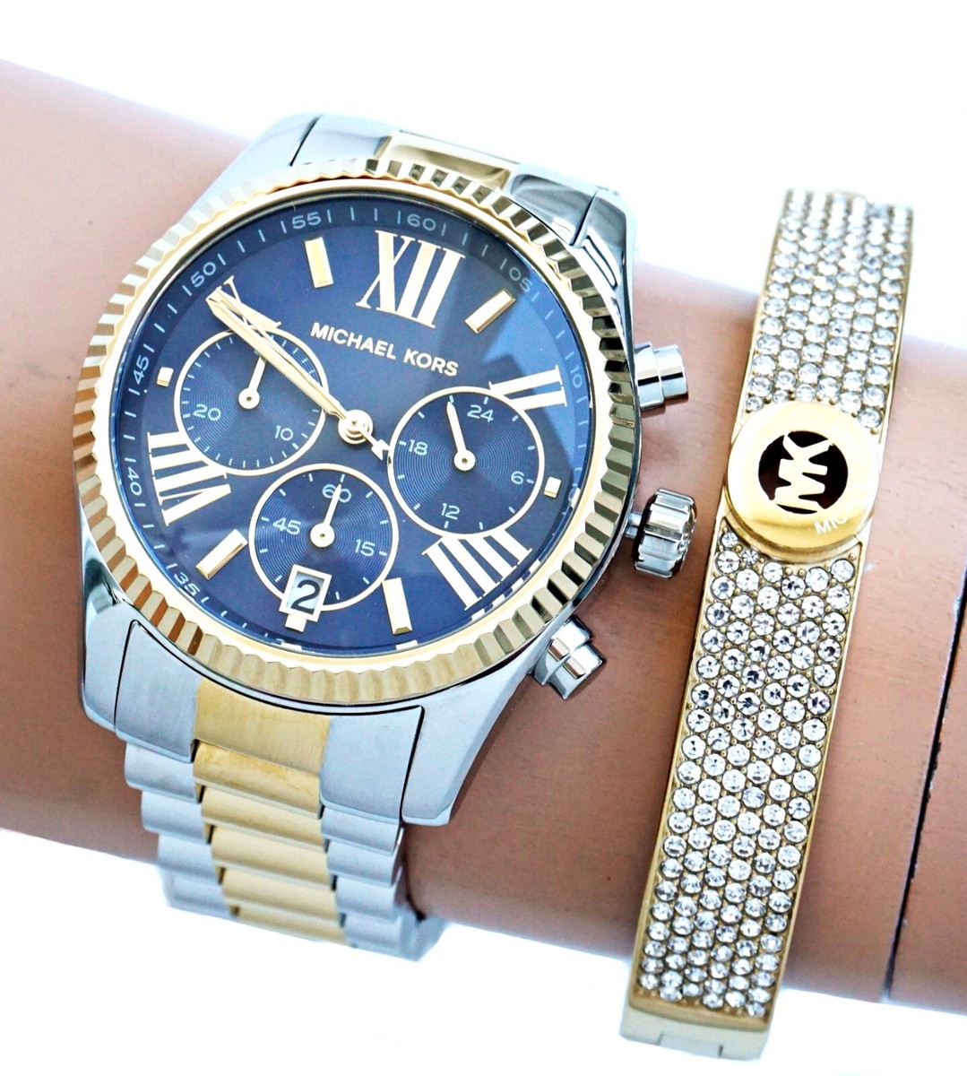 Kors Handtaschen Michael Kors Damenuhr Silber Blau Michael Kors