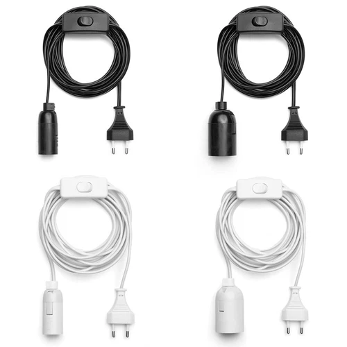 Lampenfassung Fassung Schwarz & Weiß E14 & E27 3,5m Kabel Stecker & Schalter 