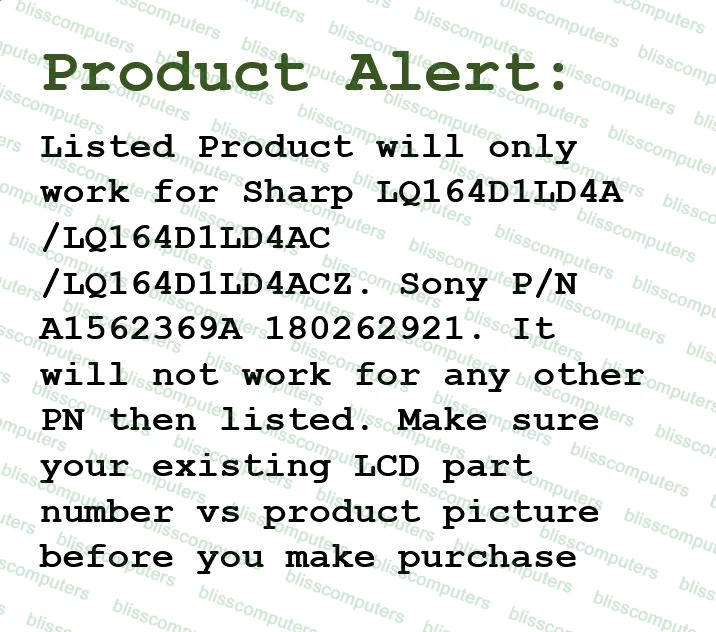 SHARP LQ164D1LD4A LAPTOP LCD Screen SONY VAIO VGN-FW SERIES 16.4" WXGA++ - Image 2 of 4