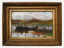 Early 20th Century Oil - Shipyard in the Highlands
