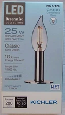 Kichler LED 25W/2.5W CA10C Candelabra Filament-Soft White-Dimmable-513807-Save 2