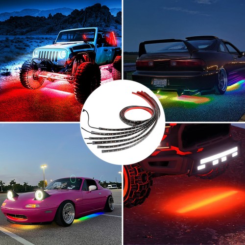 6PCS RGB LED Under Car Underglow body Light Strip Kit For Jeep JK & JKU Wrangler - Picture 7 of 9