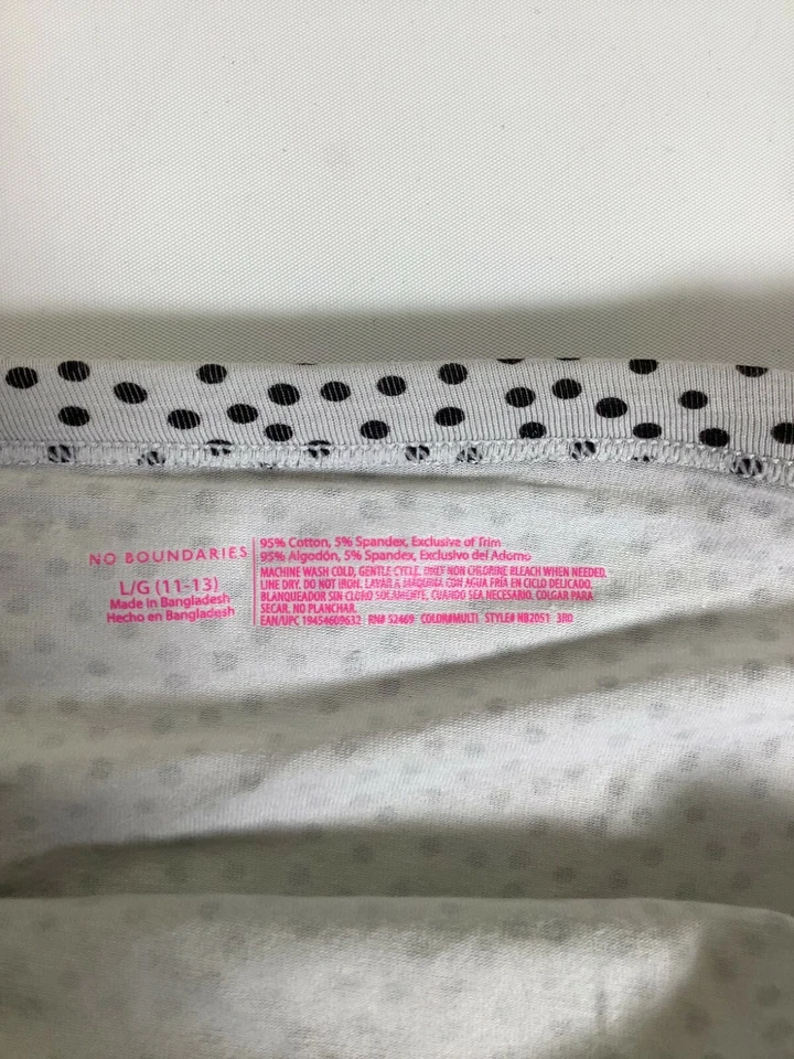 Pantalones de bikini grandes de algodón a lunares negros grises No Boundaries para mujer ¡NUEVOS! Nuevo con etiquetas Foto 3 de 4