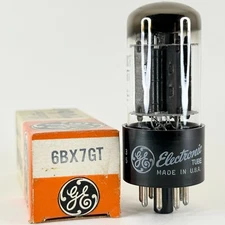 (1) Tested GE 6BX7GT Tube with Box Date Code 59-13 Twin Triode Tube Black Plates