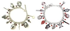 Classic and New Horror Movie Characters Silvertone Metal Charm Bracelet Set of 2